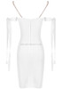 Pearl Strap Bardot Bustier Midi Dress White