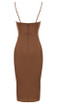 Draped Bustier Corset Midi Dress Brown