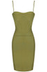 Draped Bustier Structured Dress Green