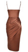Draped Silk Midi Dress Brown
