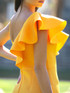 Ruffle Detail Midi Dress Amber Yellow