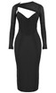 Long Sleeve Mesh Corset Midi Dress Black