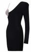 One Sleeve Rhinestone Bustier Dress Black