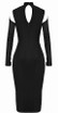 Long Sleeve Choker Bustier Midi Dress Black