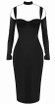 Long Sleeve Choker Bustier Midi Dress Black