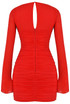 Long Sleeve Cut Out Draped Dress Red