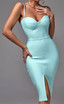 Bustier Front Split Midi Dress Turquoise