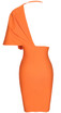 Asymmetric Plunge V Neck Dress Orange