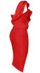 Ruffle One Shoulder Midi Dress Red