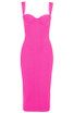 Draped Detail Bustier Midi Dress Hot Pink