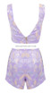 Sequined Crop Top Shorts Set Lavender