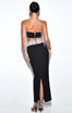 One Shoulder Maxi Two Piece Dress Black Silver