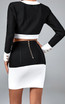 Long Sleeve Button Two Piece Dress Black White