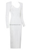 Long Sleeve Corset Midi Dress White