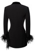 Long Sleeve Feather Detail Blazer Dress Black