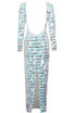 Long Sleeve Big Sequin Backless Maxi Dress Blue