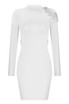 Long Sleeve Embellished Backless Dress White