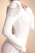 Long Sleeve Embellished Backless Dress White