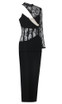 Long Sleeve Lace Bustier Midi Dress Black