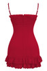 Lace Insert Bustier Ruffle Dress Red