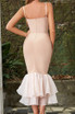 Bustier Ribbed Ruffle Midi Dress Nude