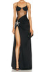 Bustier Rhinestone Star Maxi Dress Black