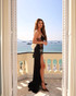 Bustier Rhinestone Star Maxi Dress Black