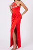 One Shoulder Corset Maxi Dress Red