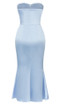 Strapless Draped Bustier Midi Dress Blue