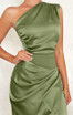 One Shoulder Draped Maxi Dress Green