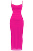 Lace Draped Structured Maxi Dress Hot Pink