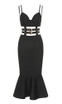 Bustier Belt Detail Mermaid Midi Dress Black