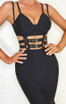 Bustier Belt Detail Mermaid Midi Dress Black