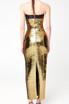 Strapless Belt Detail Sequin Maxi Dress Gold