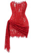 Strapless Lace Corset Dress Red