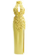 Halter Floral Cut Out Maxi Dress Yellow