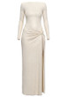Long Sleeve Sparkly Maxi Dress Ivory