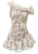 One Shoulder Bardot Floral Lace Dress Ivory