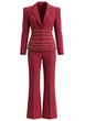 Embellished Trim Suit Dark Red