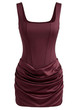 Draped Detail Corset Dress Burgundy