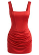 Draped Detail Corset Dress Red