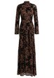 Long Sleeve Embellished Lace Maxi Dress Brown