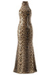 Animal Print Halter Sequin Maxi Dress