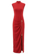 Zipper Detail Maxi Dress Red