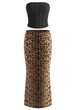 Strapless Sequin Two Piece Maxi Dress Black Animal Print