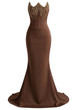 Strapless Embellished Corset Maxi Dress Brown