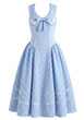 Gingham Corset A Line Midi Dress Blue