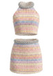 Crystal Neckline Two Piece Dress Rainbow