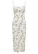 Floral Lace Midi Dress White Green