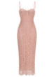 Structured Lace Midi Dress Pink